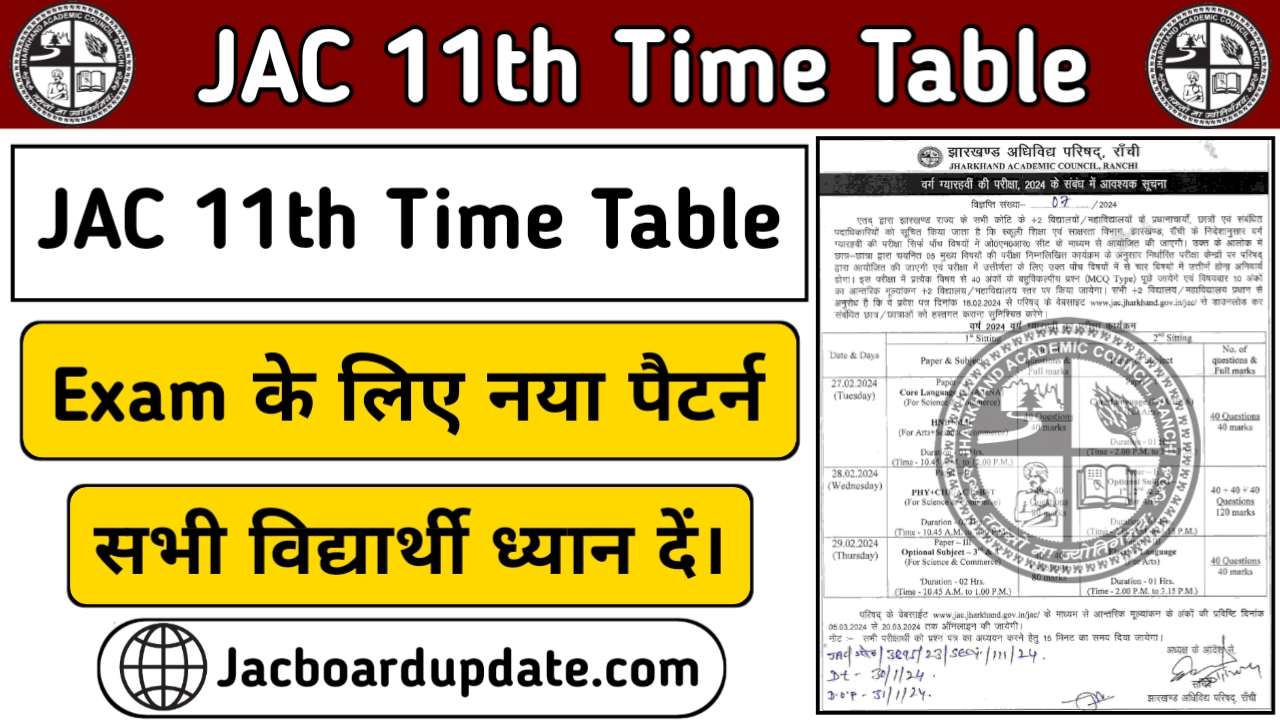 JAC 11th Time Table 2025